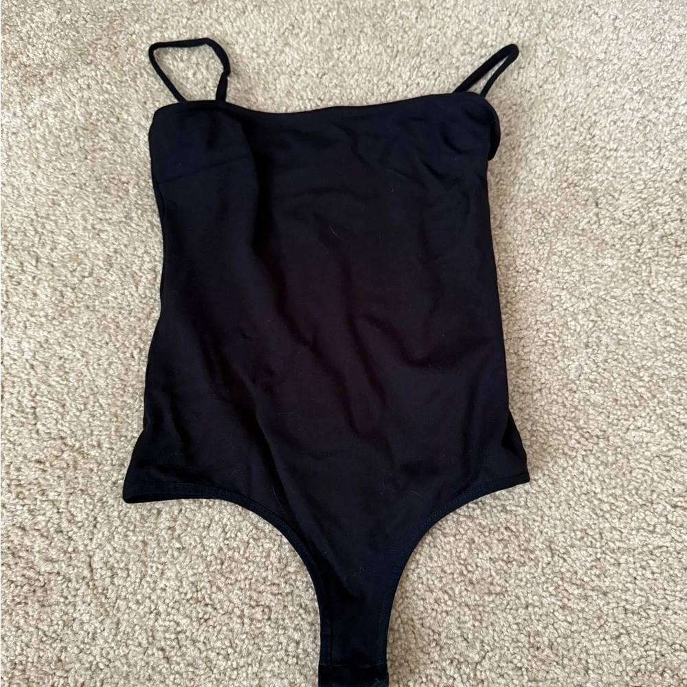 Free People Black Slim Strap Bodysuit